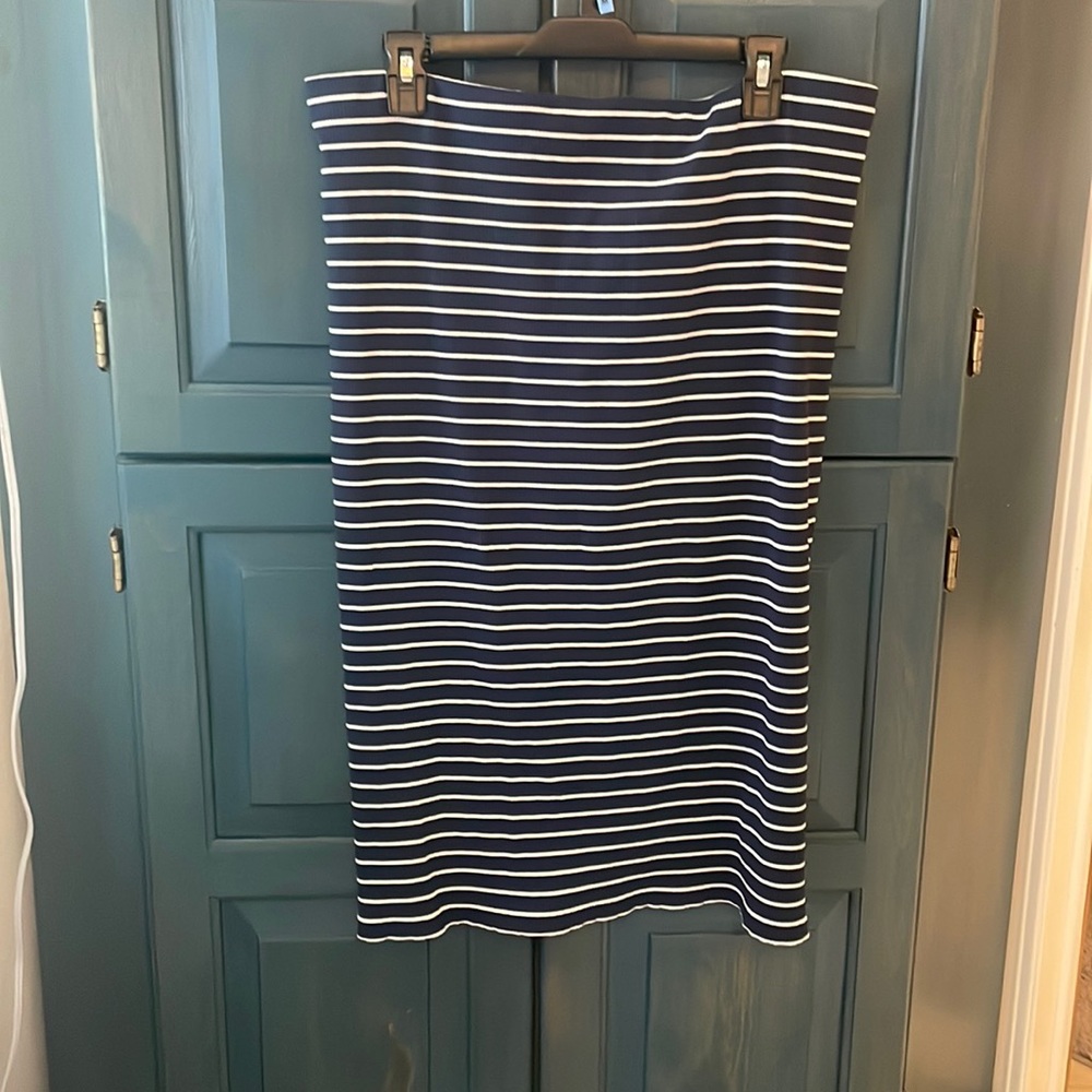 Polo Ralph Lauren Woman’s Navy Striped Below Knee Pencil-Ribbed/Knit Skirt XL